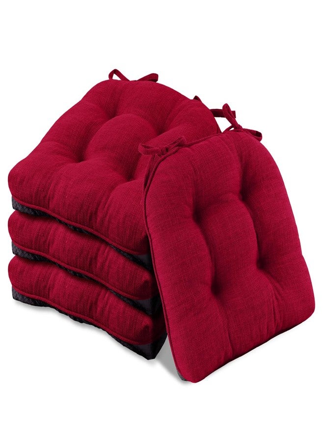 Basic Beyond Chair Cushions for Dining Chairs 4 Pack, Memory Foam Chair Cushion with Ties and Non Slip Backing, 15.5 x 15.5 inches Tufted Chair Pads for Dining Chairs(Red) - Image 1