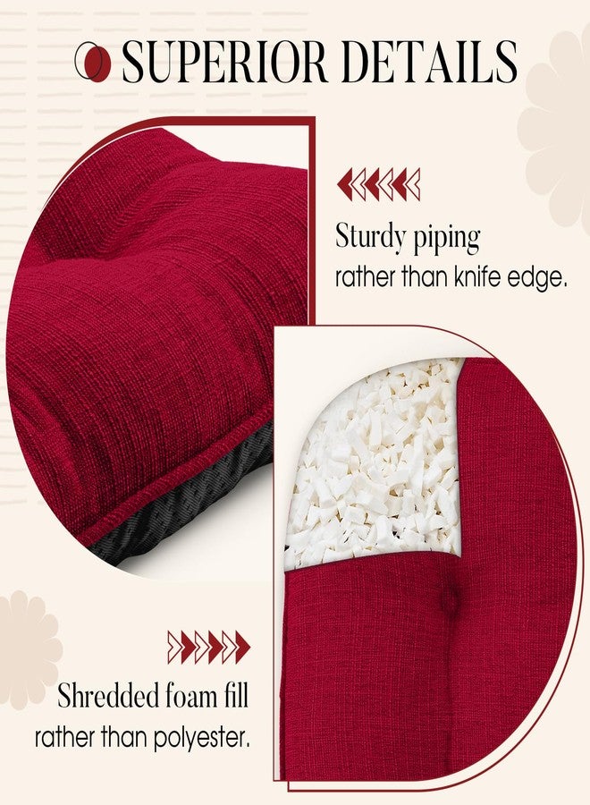 Basic Beyond Chair Cushions for Dining Chairs 4 Pack, Memory Foam Chair Cushion with Ties and Non Slip Backing, 15.5 x 15.5 inches Tufted Chair Pads for Dining Chairs(Red) - Image 5