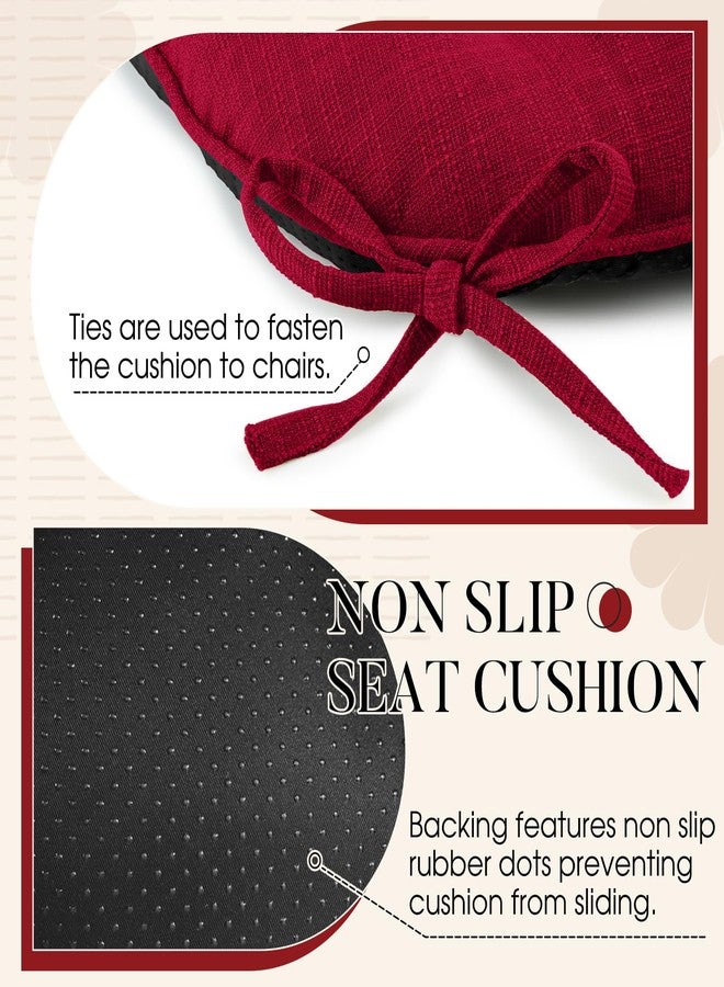 Basic Beyond Chair Cushions for Dining Chairs 4 Pack, Memory Foam Chair Cushion with Ties and Non Slip Backing, 15.5 x 15.5 inches Tufted Chair Pads for Dining Chairs(Red) - Image 4