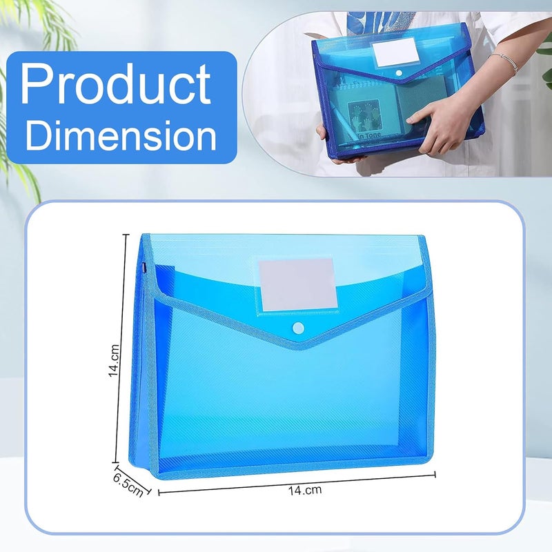 GLUN® مجموعة ملفات شفافة متعددة الألوان مع قفل زر لحفظ مستندات بحجم A4 (عبوة من 5) - Image 5