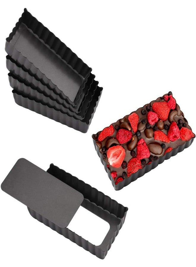 Cyimi Mini Tart Pan Set of 6 Rectangular Non-Stick 4 Inch Quiche Pan Loose Removable Bottom Tart Pan for Pies, Quiche Bakeware, Cheese Cakes, Desserts - Image 1