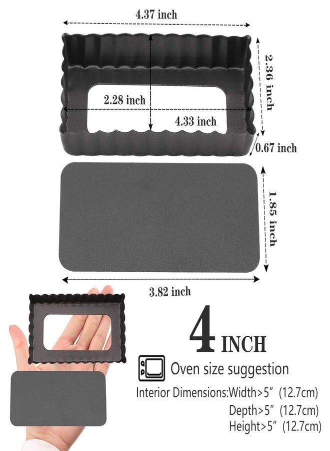 Cyimi Mini Tart Pan Set of 6 Rectangular Non-Stick 4 Inch Quiche Pan Loose Removable Bottom Tart Pan for Pies, Quiche Bakeware, Cheese Cakes, Desserts - Image 2