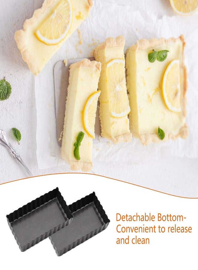 Cyimi Mini Tart Pan Set of 6 Rectangular Non-Stick 4 Inch Quiche Pan Loose Removable Bottom Tart Pan for Pies, Quiche Bakeware, Cheese Cakes, Desserts - Image 5