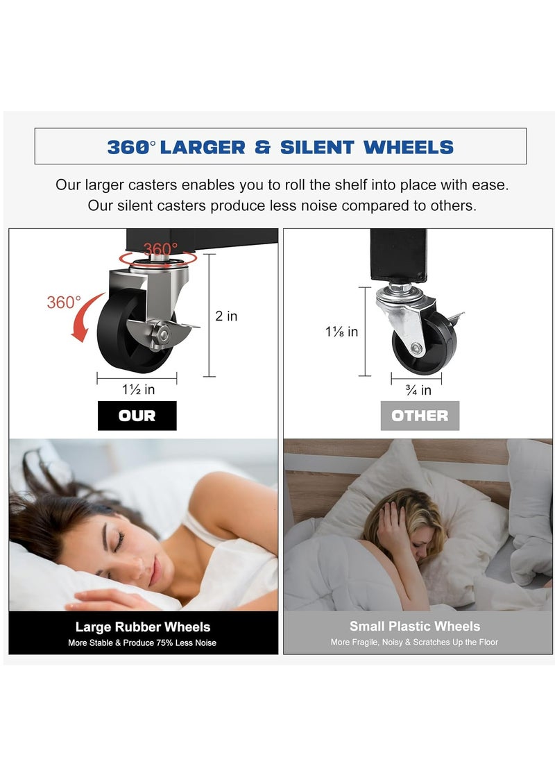 رولستيمي رف تخزين قابل للطي من 4 طبقات مع عجلات ، عربة دوارة للكتب ، أرفف تخزين المطبخ ، منظم خزانة المؤن ، ديكور غرفة المكتب ، أبيض - Image 5