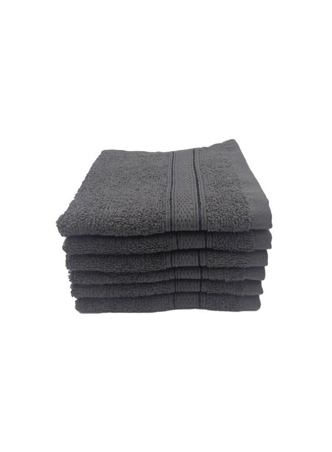 بيفت منشفة دافوديل (رمادي داكن) للأطفال من القطن الفاخر (60 × 110 سم - مجموعة من 6 قطع) بياضات حمام بجودة الفنادق والمنتجعات عالية الامتصاص وسريعة الجفاف مع دوبي دايموند مقلم - 500 جرام لكل متر مربع - Image 2