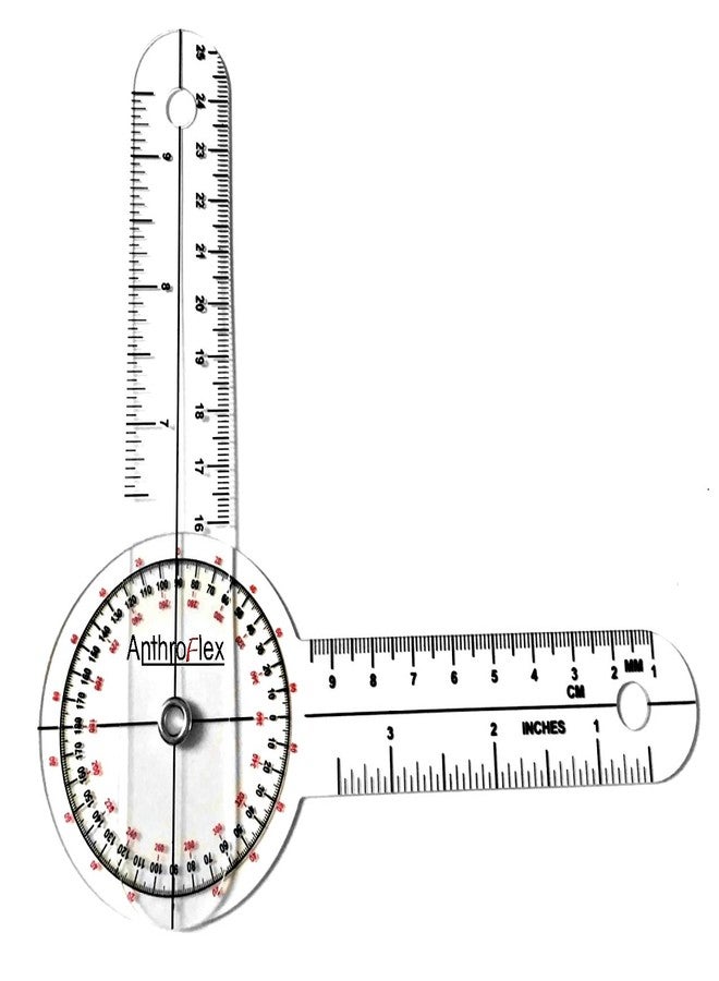 AnthroFlex Goniometer Set of 6 with Bag : 12", 8", 6", 180, Finger, Spinal - To Measure Range of Motion of Joints For Physical Therapy and Occupational Therapy - CM and Inches, Made of Durable Plastic - Image 5