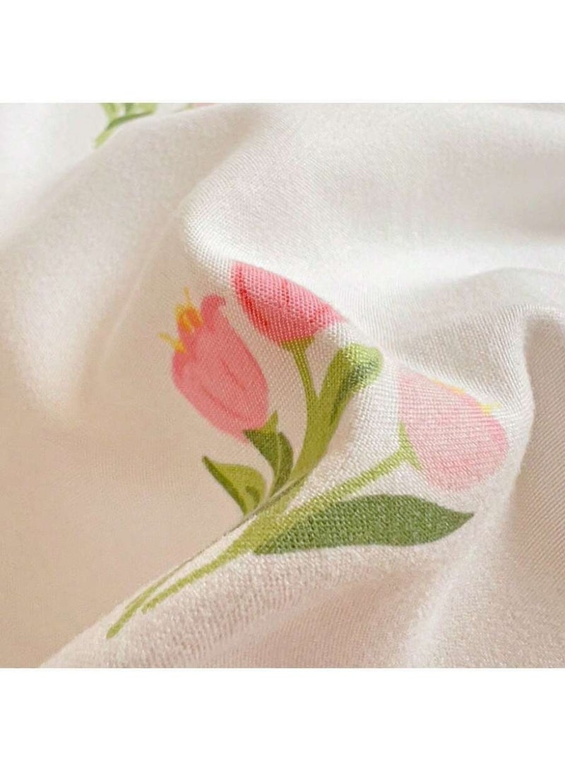 Cover Soft Pink Floral Bedding Set – Elegant Rose Print Duvet Cover Set – Cozy Pastel Bed Sheets & Pillowcases for a Sweet Bedroom Look - (150*200cm) - Image 4