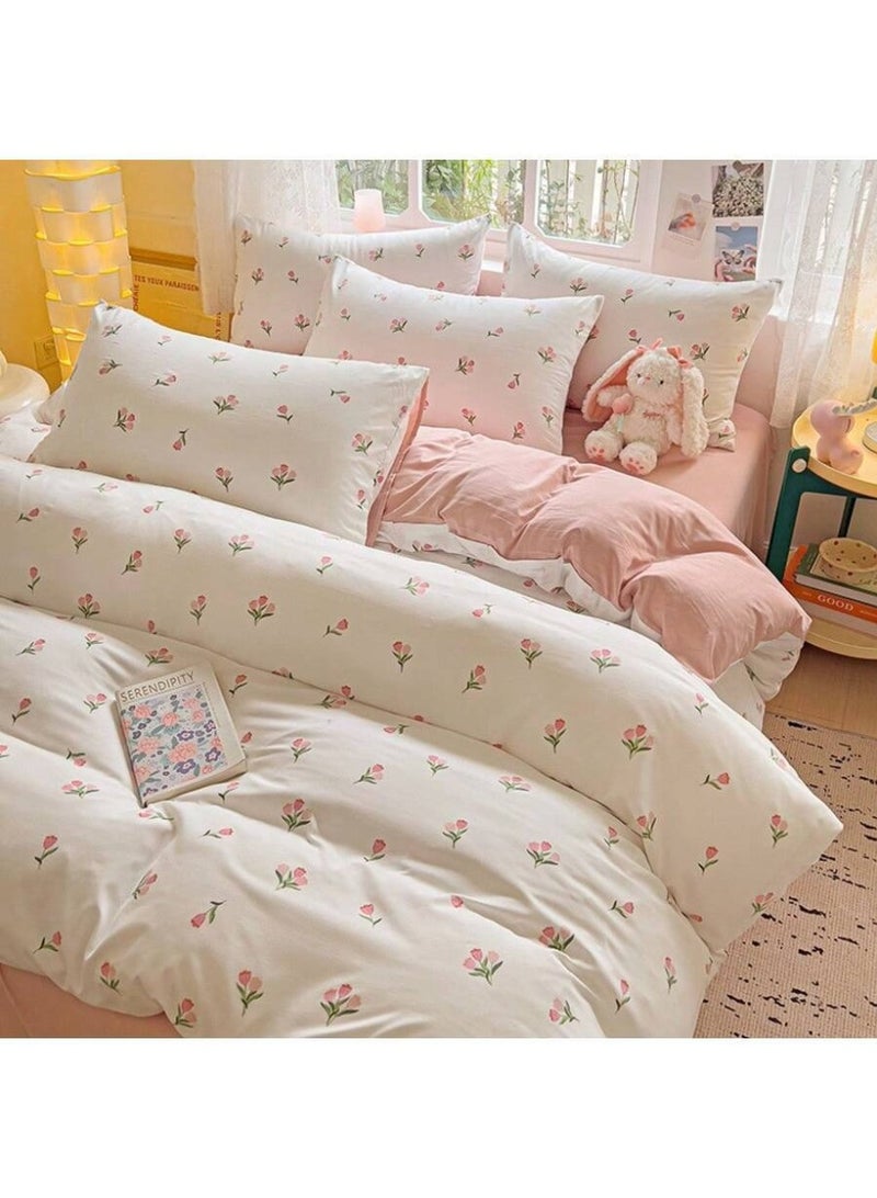 Cover Soft Pink Floral Bedding Set – Elegant Rose Print Duvet Cover Set – Cozy Pastel Bed Sheets & Pillowcases for a Sweet Bedroom Look - (150*200cm) - Image 2