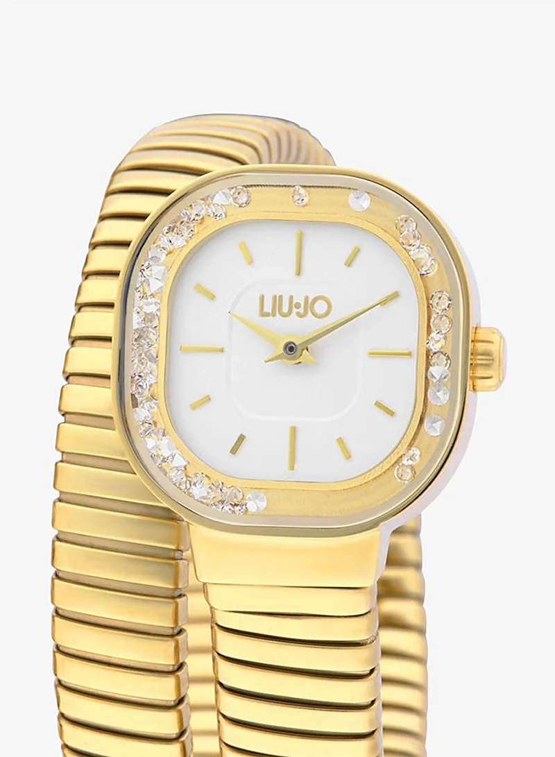 Liu Jo Women's Iconic Watch with Crystal Bezel, 25 x 25 mm, Gold-Tone Bracelet, Silver/Gold Dial