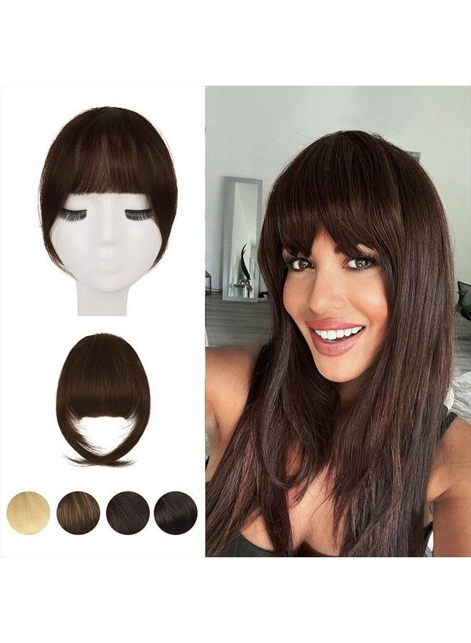 BARSDAR Clip in Bangs, BARSDAR 100% Human Hair Bangs Extensions French Bangs Neat Bangs with Temples Clip on Fringe Bangs Real Hair for Women Natural Color Washable/Dyeable(French-Dark Auburn Brown) - Image 1