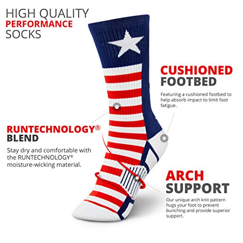 ChalkTalkSPORTS Basketball Performance Crew Socks - Patriotic Stars and Stripes - Basketball Mid-Calf Socks - Adult - Image 3