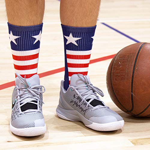 ChalkTalkSPORTS Basketball Performance Crew Socks - Patriotic Stars and Stripes - Basketball Mid-Calf Socks - Adult - Image 4