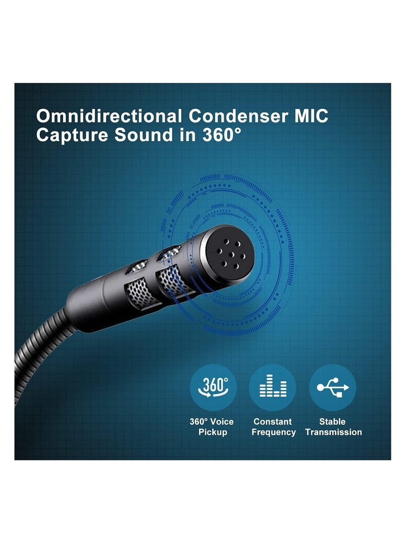 , USB Microphone, USB PC Mic for Business Video Conference, Recording, Chat, Podcasting, Online Class, Mute Button with LED Indicator, Compatible with Macbook, Laptop, PC, Window - Image 4