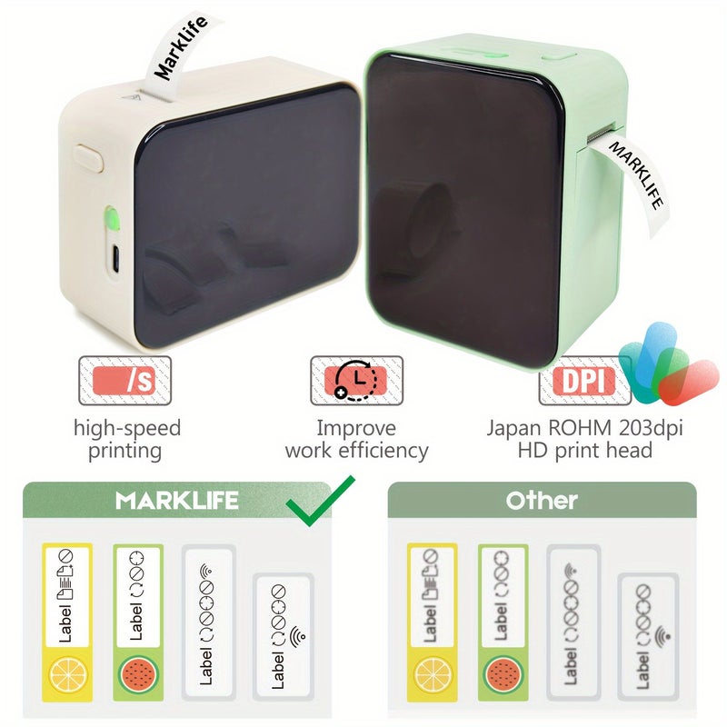 ملصق صغير محمول أخضر مطوّر مع شريط 12x30 ملم، طابعة حرارية لاسلكية، منشئ ملصقات متعدد القوالب للمكتب والمنزل والمدرسة كهدية. - Image 3