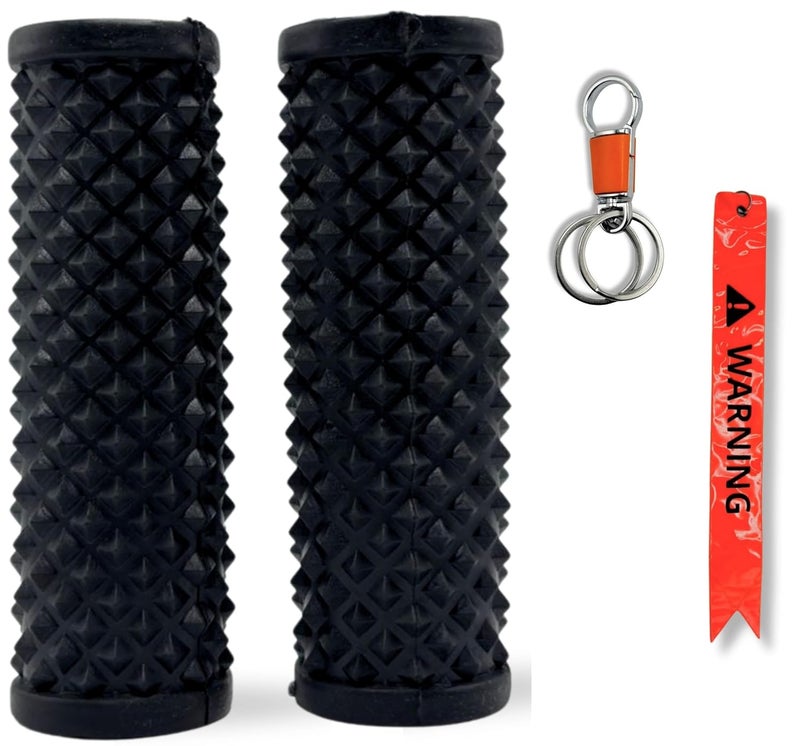 ZENITH New Universal Scooty, Motorcycle Soft Rubber Handle Grip Cover, Non-Slip Design, Durable Comfort for Honda Activa,Yamaha, Bajaj, Hero (Black + Key Chain + Warning Tag) - Image 1