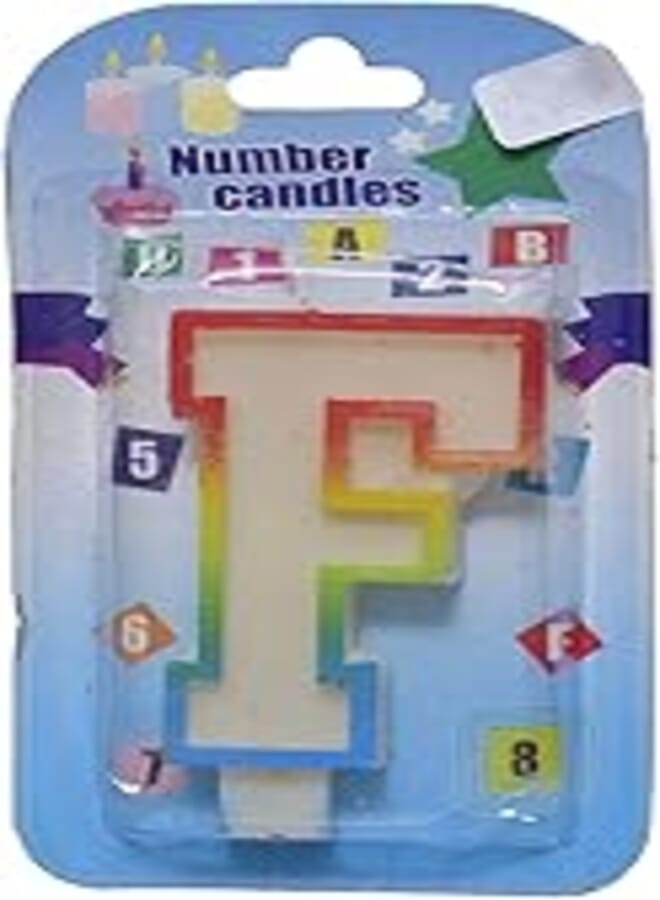 Party Birthday Candle Letter F - Multi Color