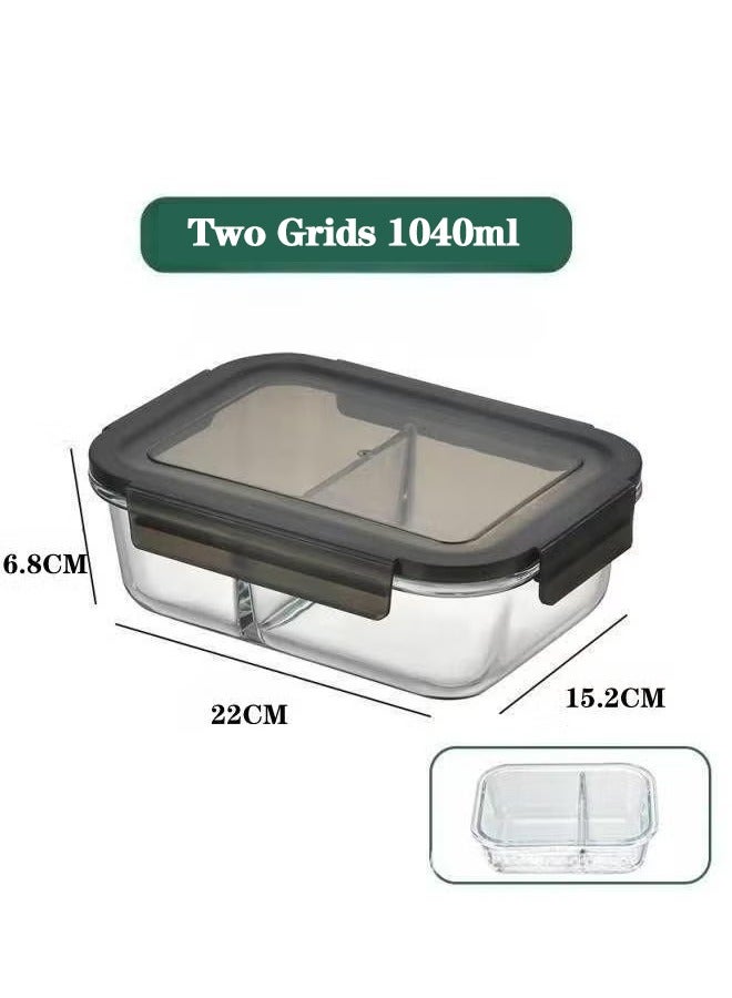 2 Piece High Borosilicate Glass Microwaveable Large Lunch Boxes Divider Fruit Box 1040ml and 1040ml - Image 3