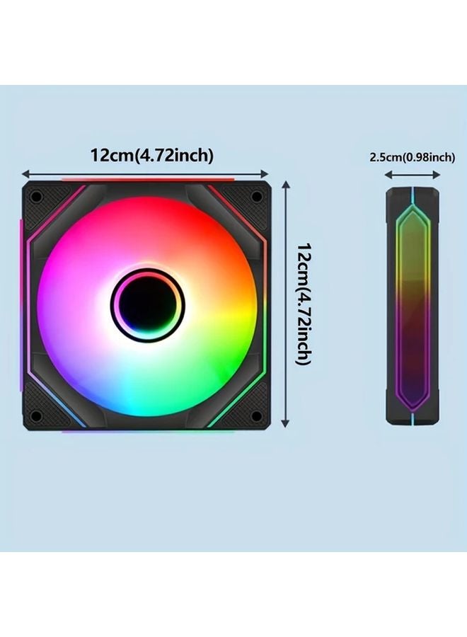 XFENGX Fan 6 Pro ARGB Aurora 3 قطع مروحة تبريد سوداء أمامية ذات تحكم في درجة الحرارة - Image 2