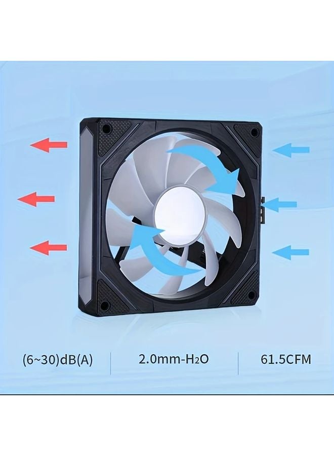 XFENGX Fan 6 Pro ARGB Aurora 3 قطع مروحة تبريد سوداء أمامية ذات تحكم في درجة الحرارة - Image 4