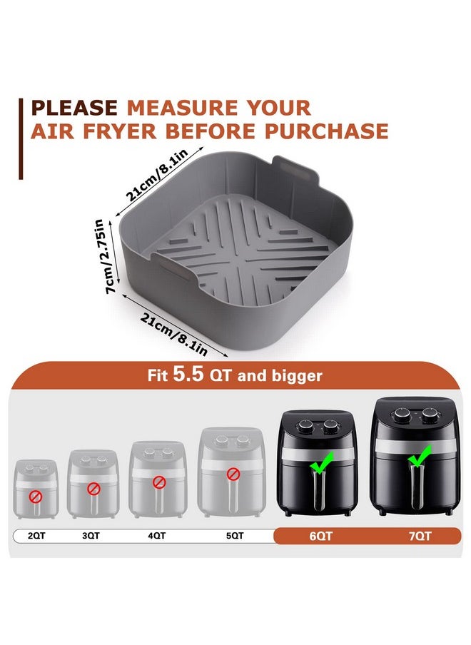 PalkSky Silicone Air Fryer Basket Liners Square - 2Pcs Reusable Air Fryer Silicone Pots for Food Safe Air fryers Oven Accessories(8.5 Inch)  - Image 2