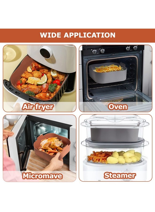 PalkSky Silicone Air Fryer Basket Liners Square - 2Pcs Reusable Air Fryer Silicone Pots for Food Safe Air fryers Oven Accessories(8.5 Inch)  - Image 5