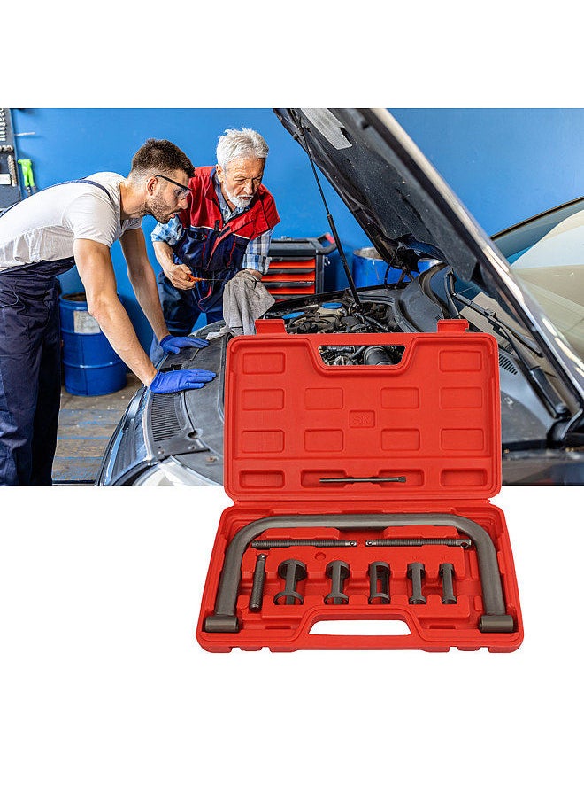 Generic - 10 PCS Valve Spring Compressor C Clamp Kit Free Disassemble Valve Spring Assembly Removal Tool with Collet Pusher Adapters, Extension Rods, Lever - Image 1
