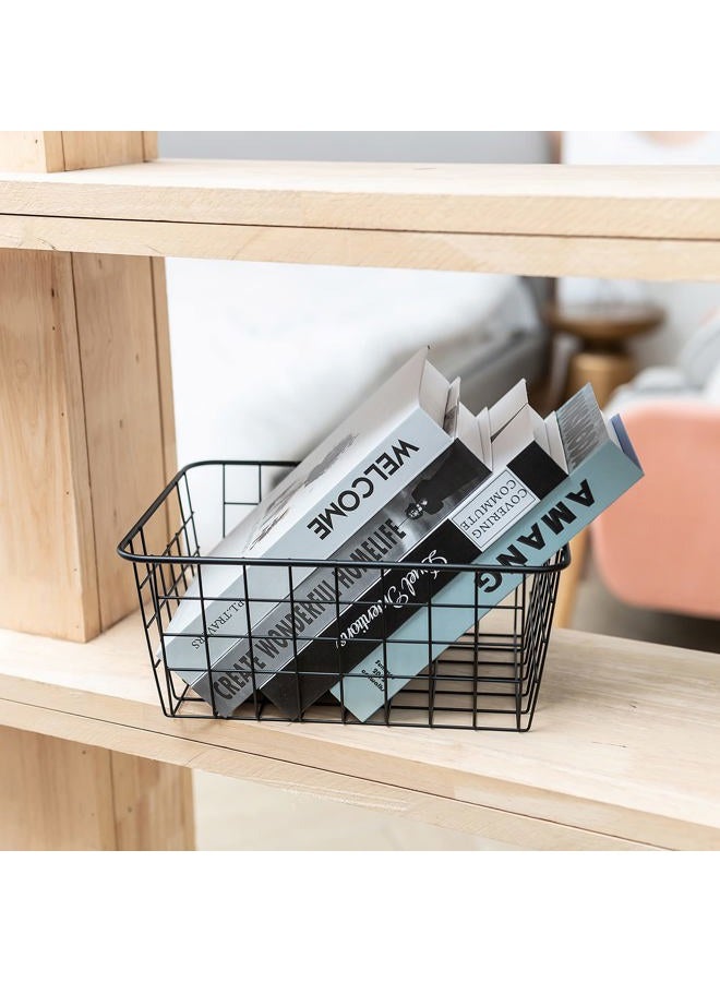 JUNCHU CHERRY Wire Kitchen Storage Basket 2 Packs,Perfect Pantry Organization Accessories Basket,Laundry,Countertop Organization,Suitable for Kitchen,Bathroom,Bedroom,Tabletop,Stackable,Black - Image 5