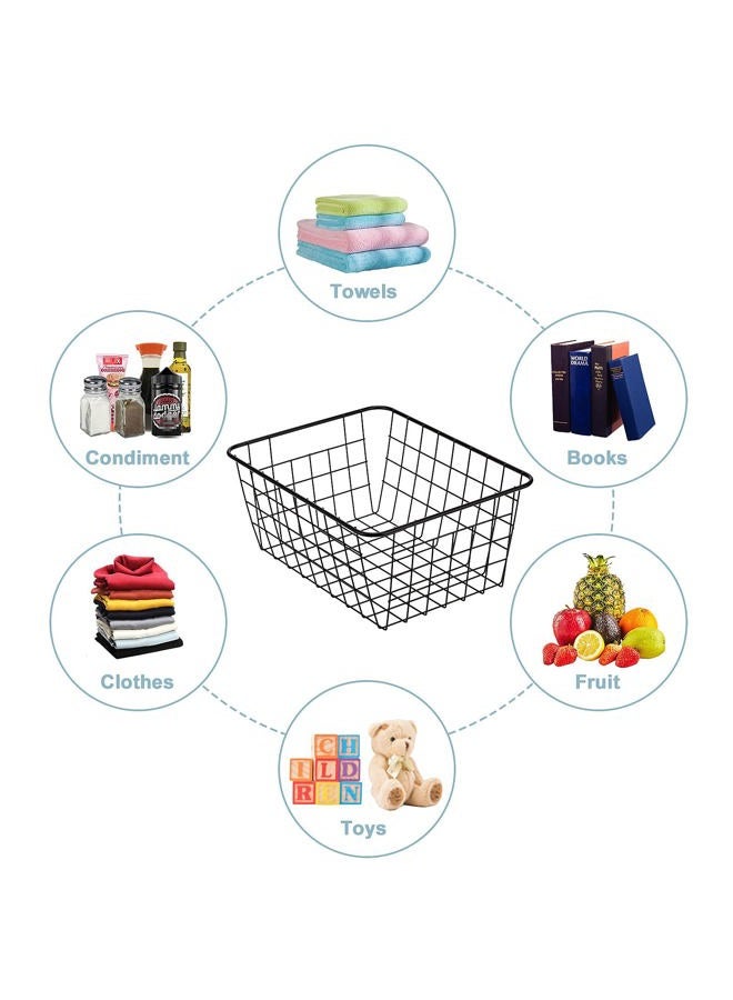 JUNCHU CHERRY Wire Kitchen Storage Basket 2 Packs,Perfect Pantry Organization Accessories Basket,Laundry,Countertop Organization,Suitable for Kitchen,Bathroom,Bedroom,Tabletop,Stackable,Black - Image 2