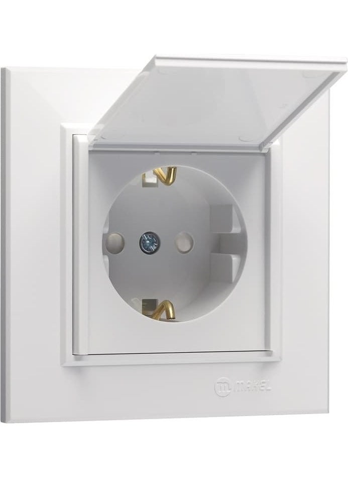 Makel Karea Lid Bottle Grounded Socket White Module+Cover+Frame 
