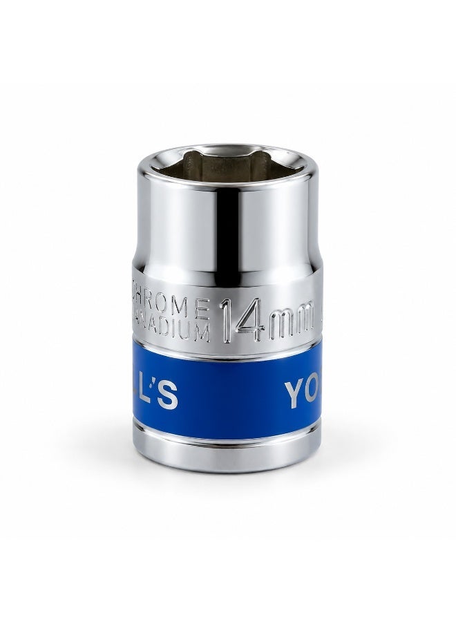14mm 1/2 Inch Drive 6 Point Socket Wrench, Chrome Vanadium CR-V Steel Metric Socket for Ratchet, Breaker Bar, Car Repair and Workshop Use - Image 1