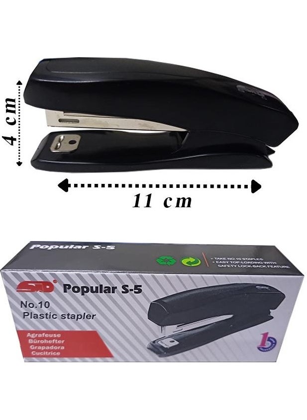 STD Stapler Black S-5 Stapler No:10 1 Piece Small Stapler Machine 10-15 Pages Office School Student Small Size  - Image 1