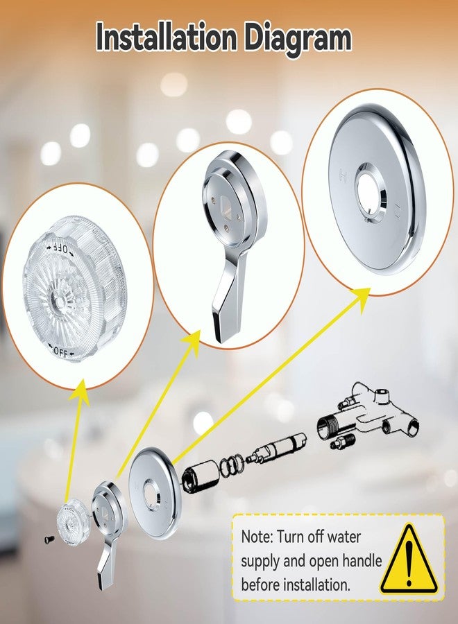 Dreyoo طقم زينة الدش من Dreyoo، متوافق مع Mixet MTR-5، متوافق مع حوض الاستحمام وحنفيات الدش من Mixet، يتضمن شفة كروم بقطر خارجي 5-1/2 بوصة، ومقبض للتحكم في درجة الحرارة ومقبض للتحكم في مستوى الصوت - Image 5