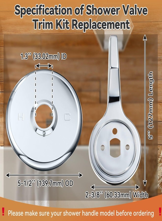 Dreyoo طقم زينة الدش من Dreyoo، متوافق مع Mixet MTR-5، متوافق مع حوض الاستحمام وحنفيات الدش من Mixet، يتضمن شفة كروم بقطر خارجي 5-1/2 بوصة، ومقبض للتحكم في درجة الحرارة ومقبض للتحكم في مستوى الصوت - Image 4