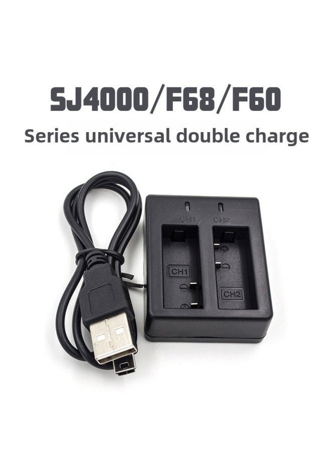 SJ4000 Sports Camera Charger Dual Charge SJ7000 Accessories Two Batteries Simultaneous Charging Cable Dual Charge White Box-Color:Black - Image 2