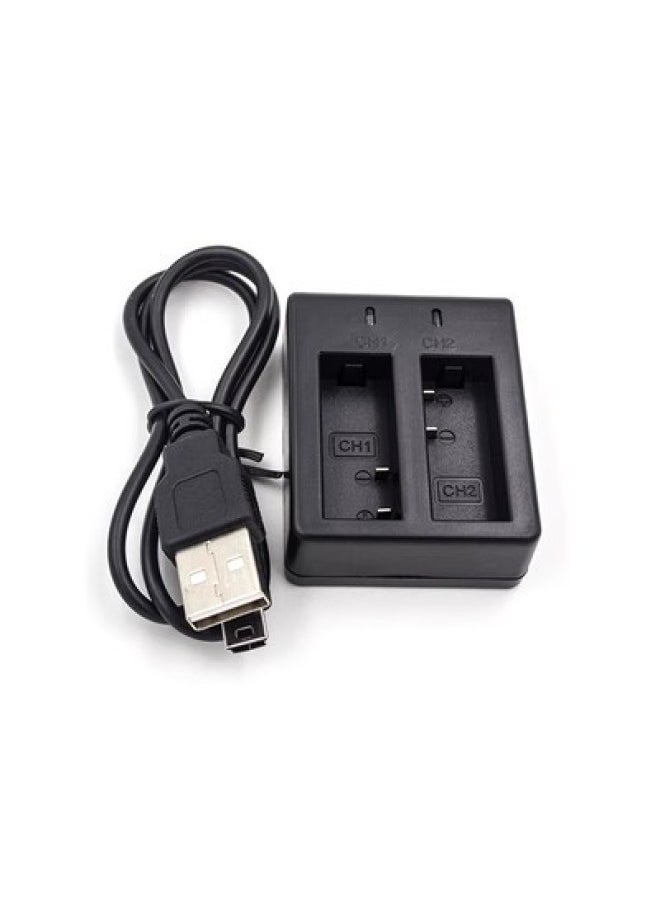 SJ4000 Sports Camera Charger Dual Charge SJ7000 Accessories Two Batteries Simultaneous Charging Cable Dual Charge White Box-Color:Black - Image 1