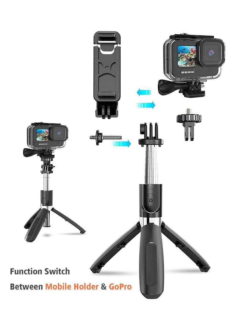 TYCOM - TyCom Selfie Stick, 3 in 1 Extendable Selfie Stick Tripod with Detachable Bluetooth Wireless Remote Phone Holder for iPhone 12/Xs/iPhone 8/iPhone 11/11pro, Galaxy S10/S9 Plus/S8/Note8, LG (L02, Black) - Image 1