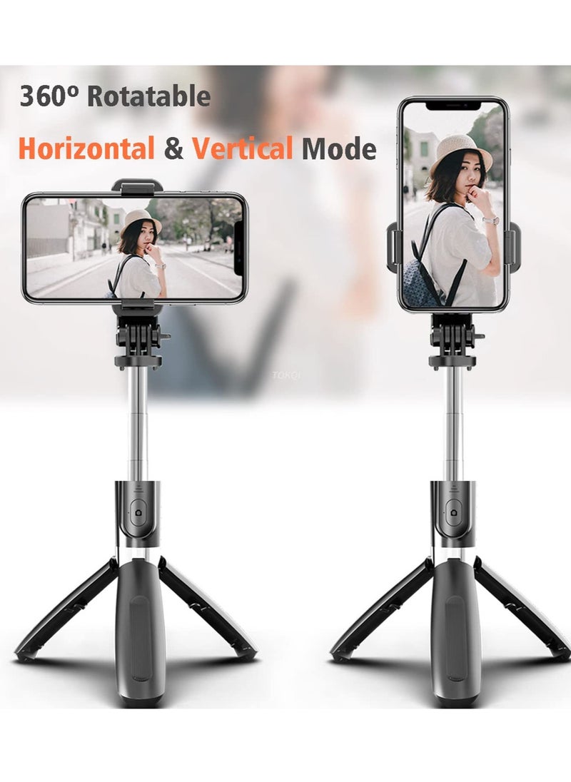 TYCOM - TyCom Selfie Stick, 3 in 1 Extendable Selfie Stick Tripod with Detachable Bluetooth Wireless Remote Phone Holder for iPhone 12/Xs/iPhone 8/iPhone 11/11pro, Galaxy S10/S9 Plus/S8/Note8, LG (L02, Black) - Image 1
