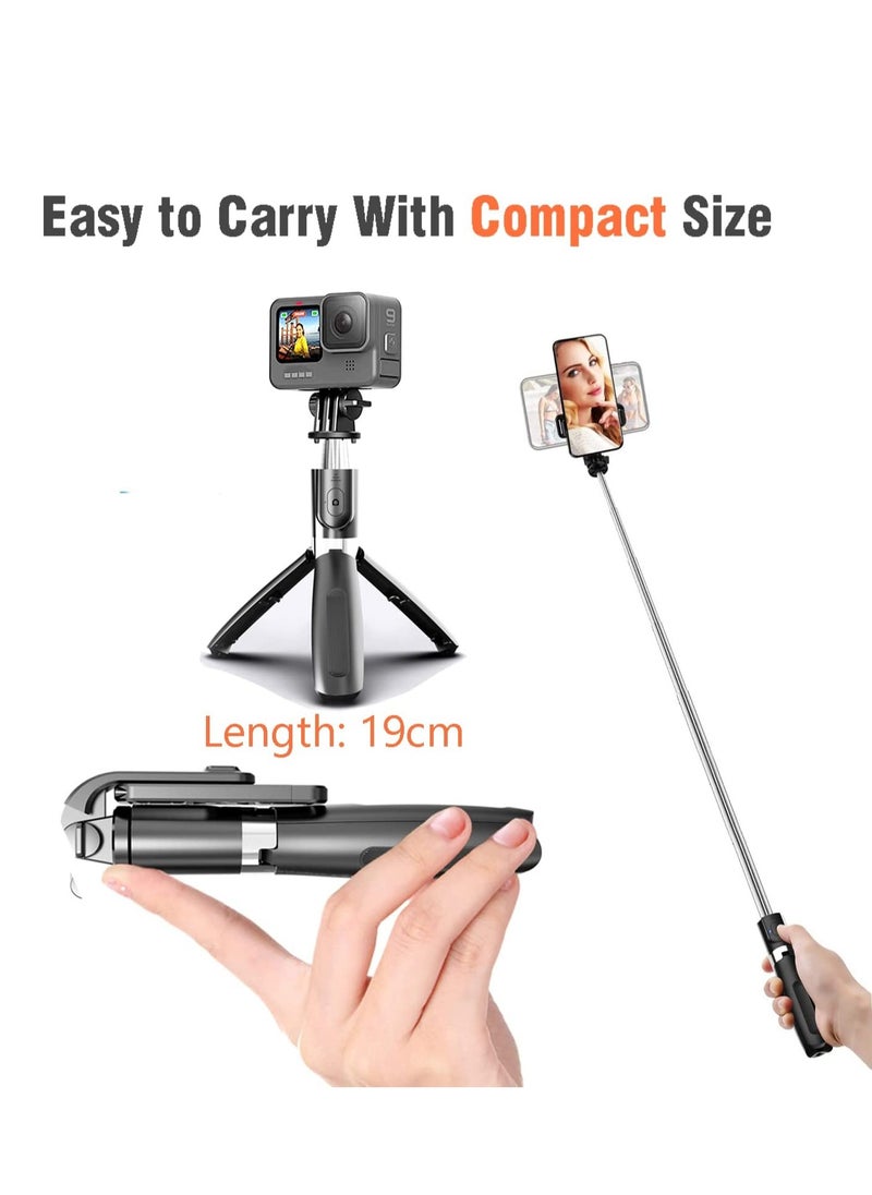 TYCOM - TyCom Selfie Stick, 3 in 1 Extendable Selfie Stick Tripod with Detachable Bluetooth Wireless Remote Phone Holder for iPhone 12/Xs/iPhone 8/iPhone 11/11pro, Galaxy S10/S9 Plus/S8/Note8, LG (L02, Black) - Image 1