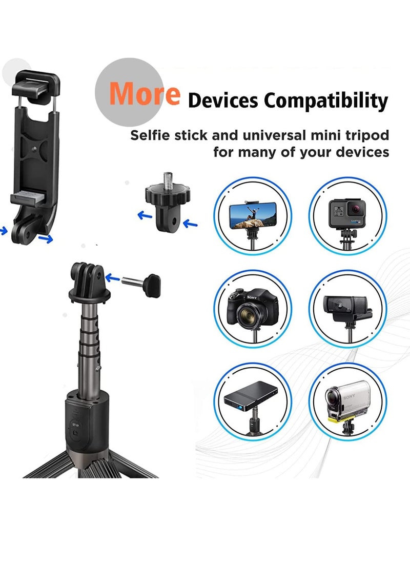 TYCOM - TyCom Selfie Stick, 3 in 1 Extendable Selfie Stick Tripod with Detachable Bluetooth Wireless Remote Phone Holder for iPhone 12/Xs/iPhone 8/iPhone 11/11pro, Galaxy S10/S9 Plus/S8/Note8, LG (L02, Black) - Image 1