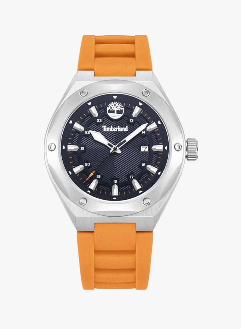 Timberland Abbotville Navy Dial Orange Silicone Strap Analog Watch for Men 46mm