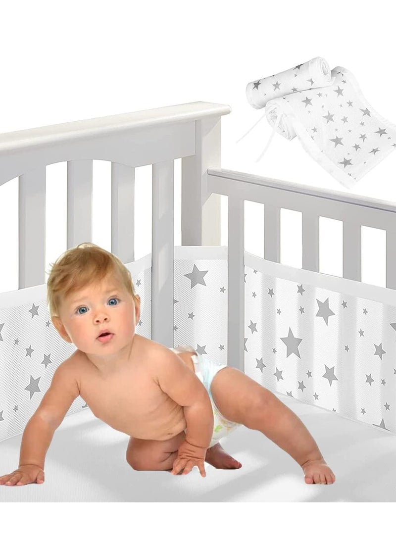 Barakah حواجز سرير الأطفال، حواجز سرير الأطفال مبطنة للأولاد والبنات، 63*11.8 بوصة + 133.9*11.8 بوصة مجموعة حواجز سرير الأطفال، وسادة حواجز سرير قطنية ناعمة لحماية جوانب السرير 2PCS - Image 3