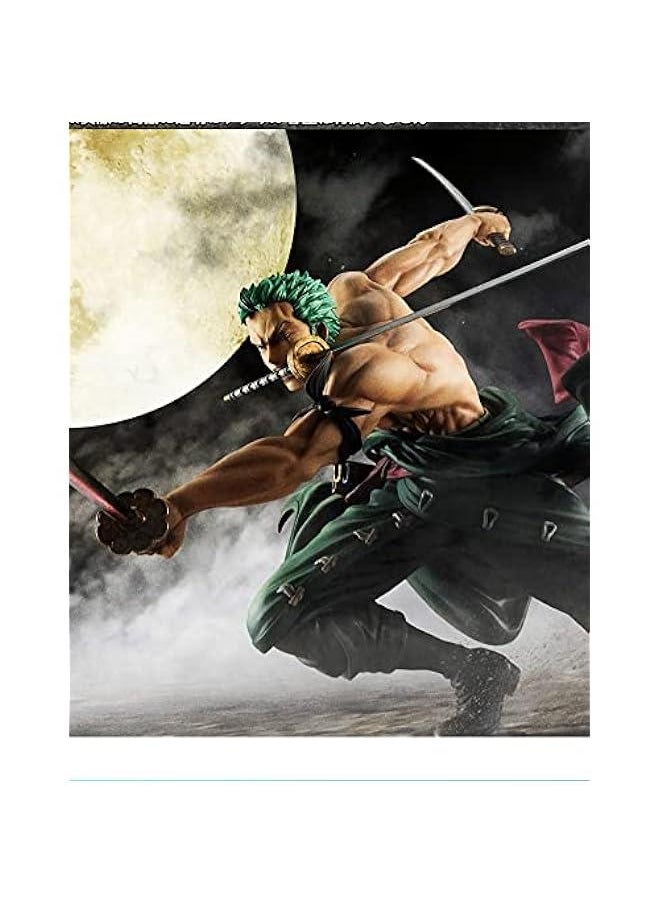 Roronoa Zoro One Piece Statue Action Figure with One piece Bonus Cards,Realistic Character Model Ornaments,Three Swords Style Secret Technique Three Thousand Worlds SOLDBY Only