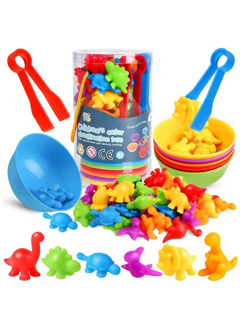 دوركو 48 جهاز كمبيوتر شخصي لعبة الديناصورات، مجموعة ألعاب مطابقة مع فرز الأوعية، فرز اللون، مجموعات لعبة مونتيسوري STEM للأطفال الذين تتراوح أعمارهم بين 3 سنوات والبنات - Image 1