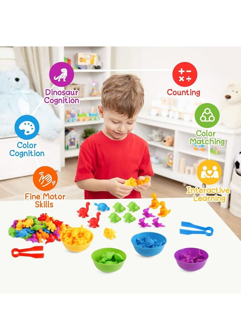 دوركو 48 جهاز كمبيوتر شخصي لعبة الديناصورات، مجموعة ألعاب مطابقة مع فرز الأوعية، فرز اللون، مجموعات لعبة مونتيسوري STEM للأطفال الذين تتراوح أعمارهم بين 3 سنوات والبنات - Image 2