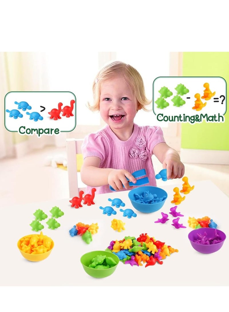دوركو 48 جهاز كمبيوتر شخصي لعبة الديناصورات، مجموعة ألعاب مطابقة مع فرز الأوعية، فرز اللون، مجموعات لعبة مونتيسوري STEM للأطفال الذين تتراوح أعمارهم بين 3 سنوات والبنات - Image 3