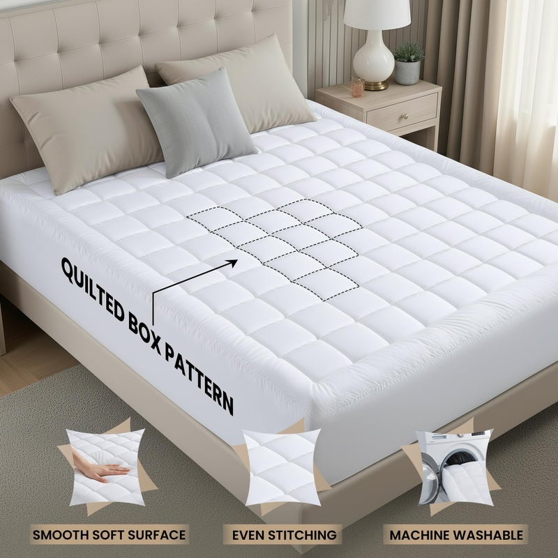Utopia Bedding Full Mattress Pad, Quilted Fitted Premium Mattress Protector, Deep Pocket Cover Stretches up to 16 Inches, Fluffy Pillow Topper (54x75 Inches, White) - Image 3