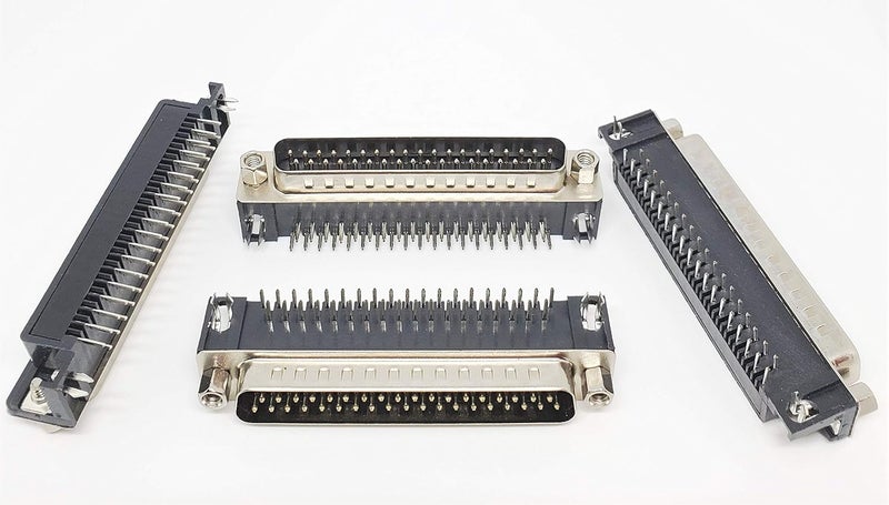 Connectors Pro 6-Pack DB37 Male Right Angle PCB Mount Connector, D-Sub 37 Pins 90 Degree - Image 1