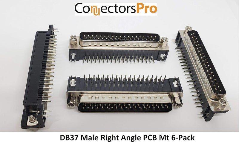 Connectors Pro 6-Pack DB37 Male Right Angle PCB Mount Connector, D-Sub 37 Pins 90 Degree - Image 4