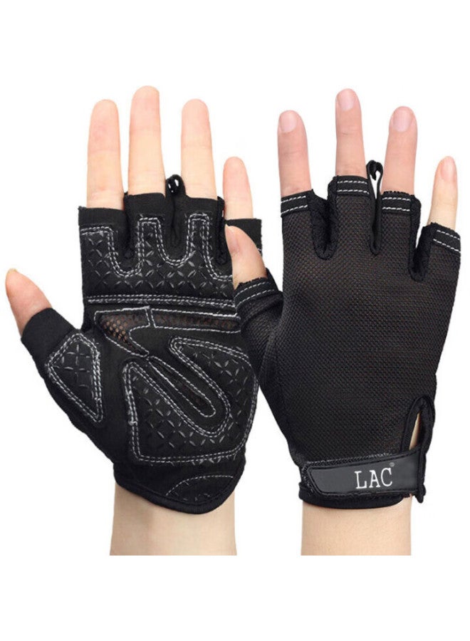Dweck Duweike Fitness Gloves Equipment Training Uni Spin Bike Dumbbell Pull-up Deadlift Anti-slip Half-finger Breathable Black S - Image 1