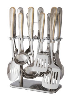 Squalo 13 Piece Stainless Steel Serving Spoon Set Silver & Gold  - Image 1